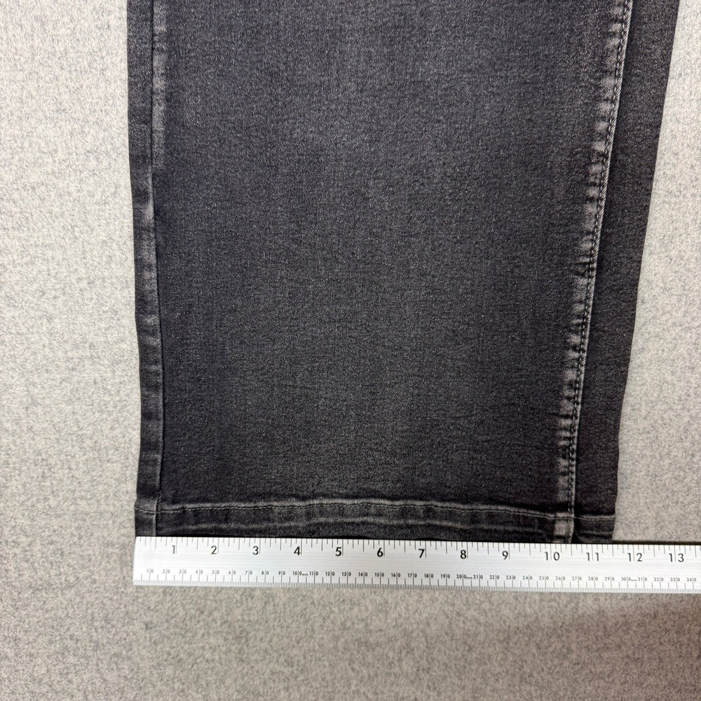 Jeans Wide Leg Denim Pants XL Black Faded Wash High Rise Patch Pockets 2096 - Picture 8 of 10